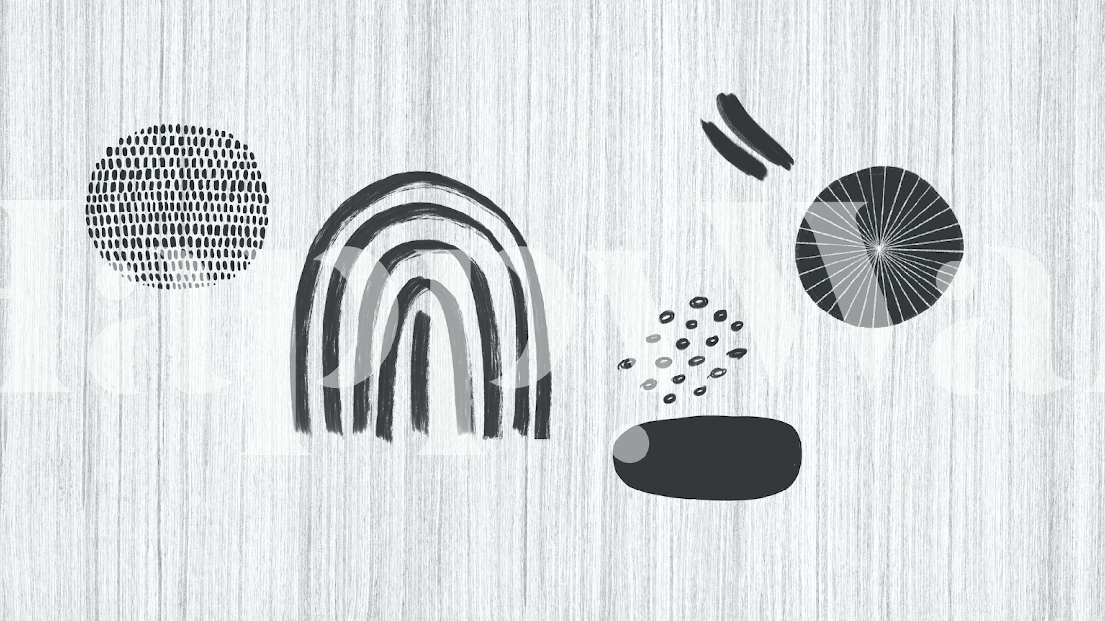 Gray Abstract Minimalism wall mural with geometric and organic shapes