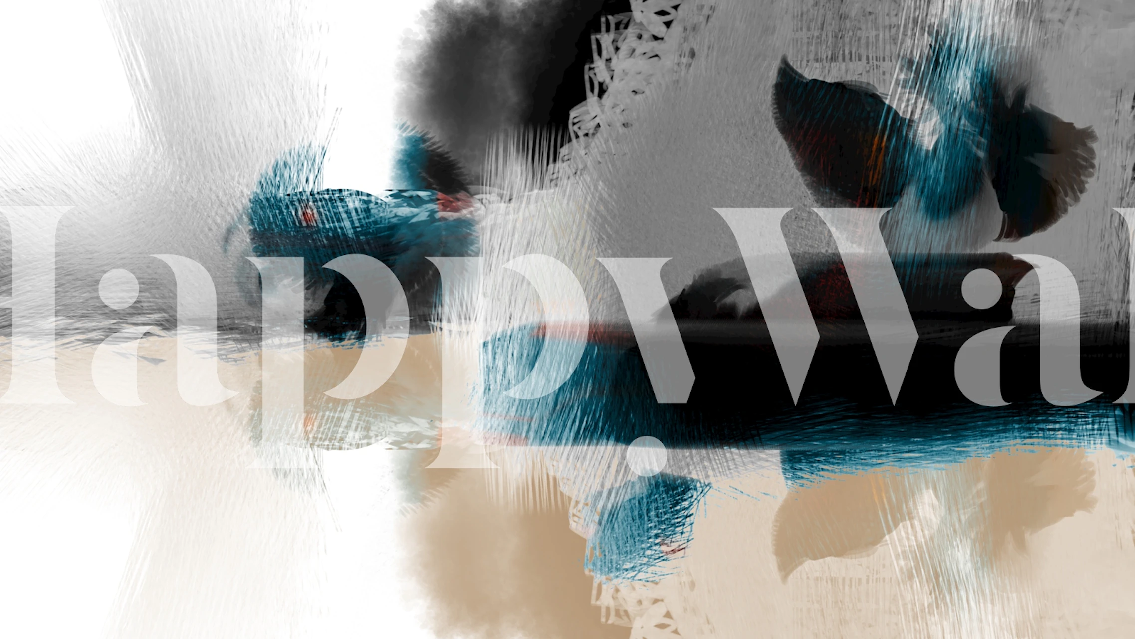 Abstract brushstroke design in blue and beige tones wallpaper