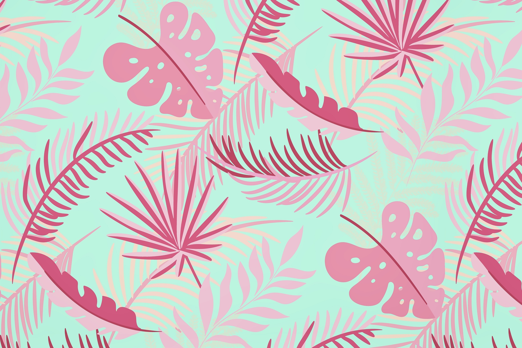"Pastel Jungle Vibe Wallpaper Happywall"