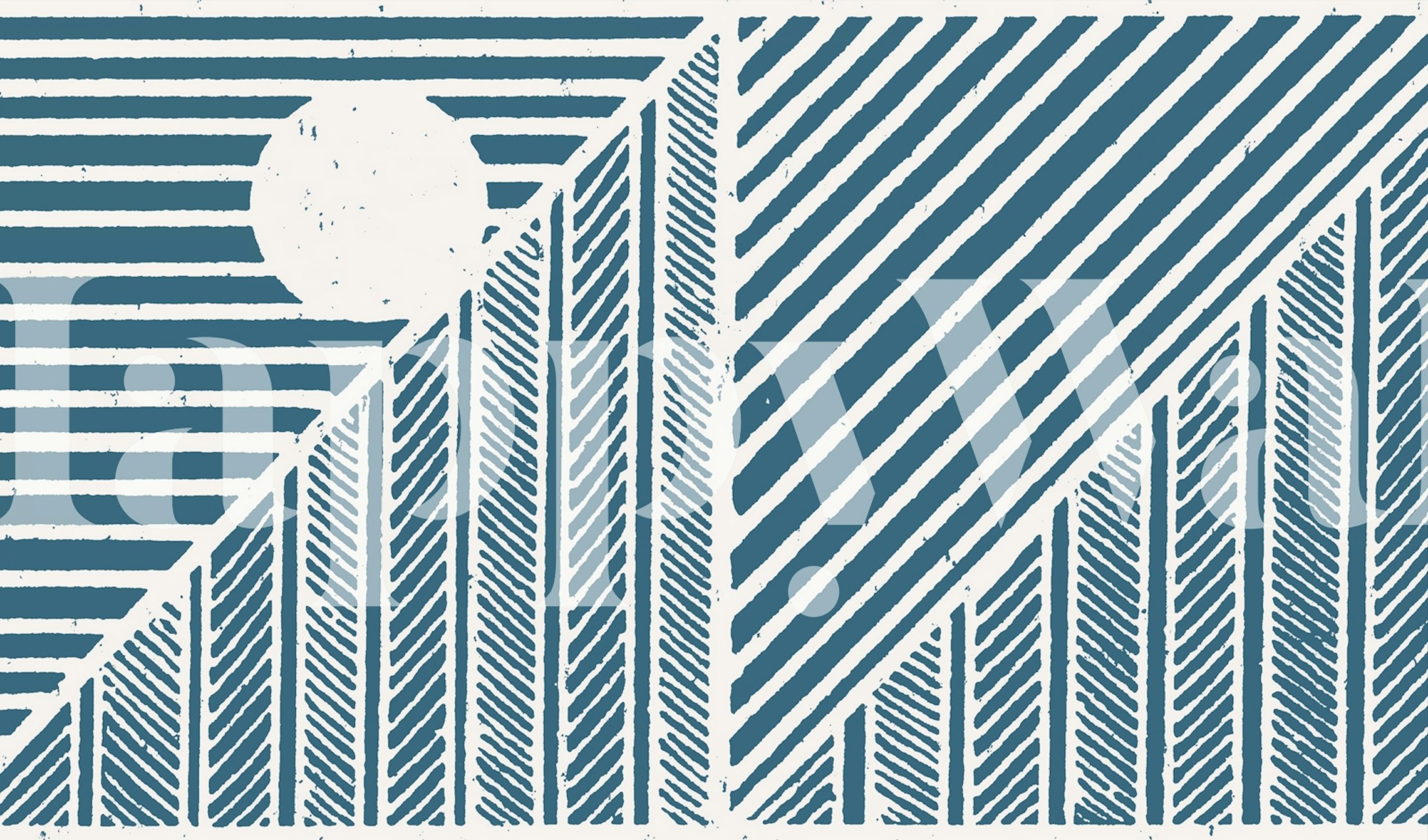 Geometric patterns in cyan and white with a modern design wallpaper