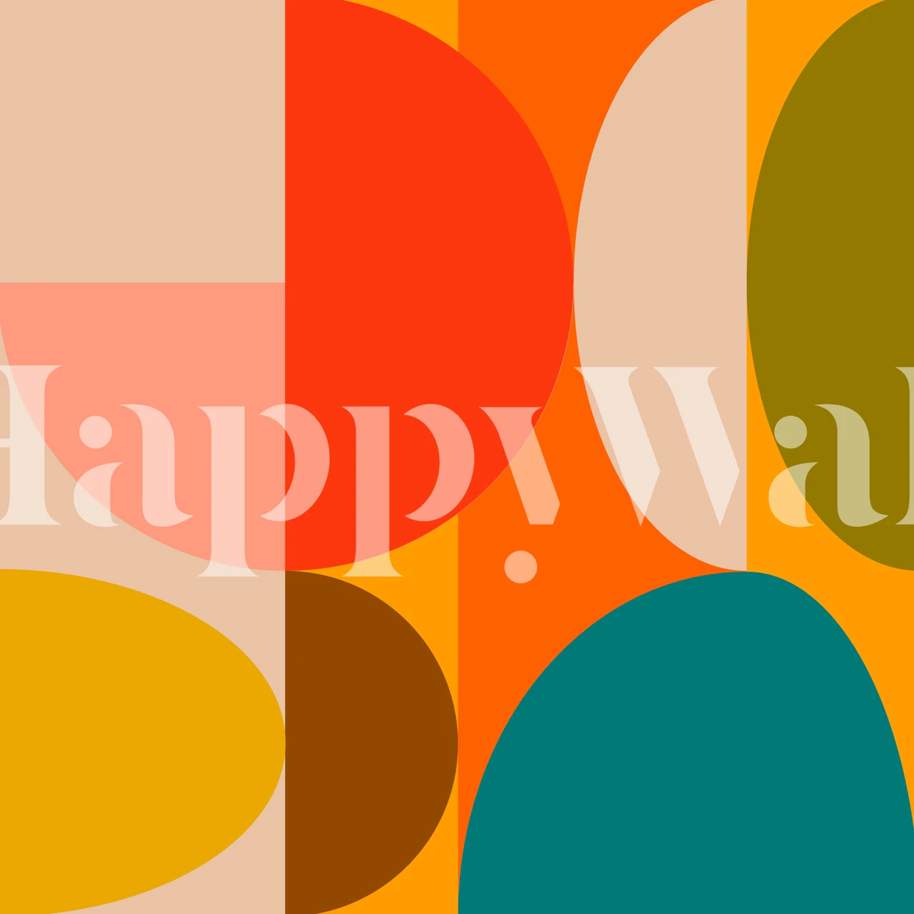 Modern Bauhaus wallpaper design in warm colors