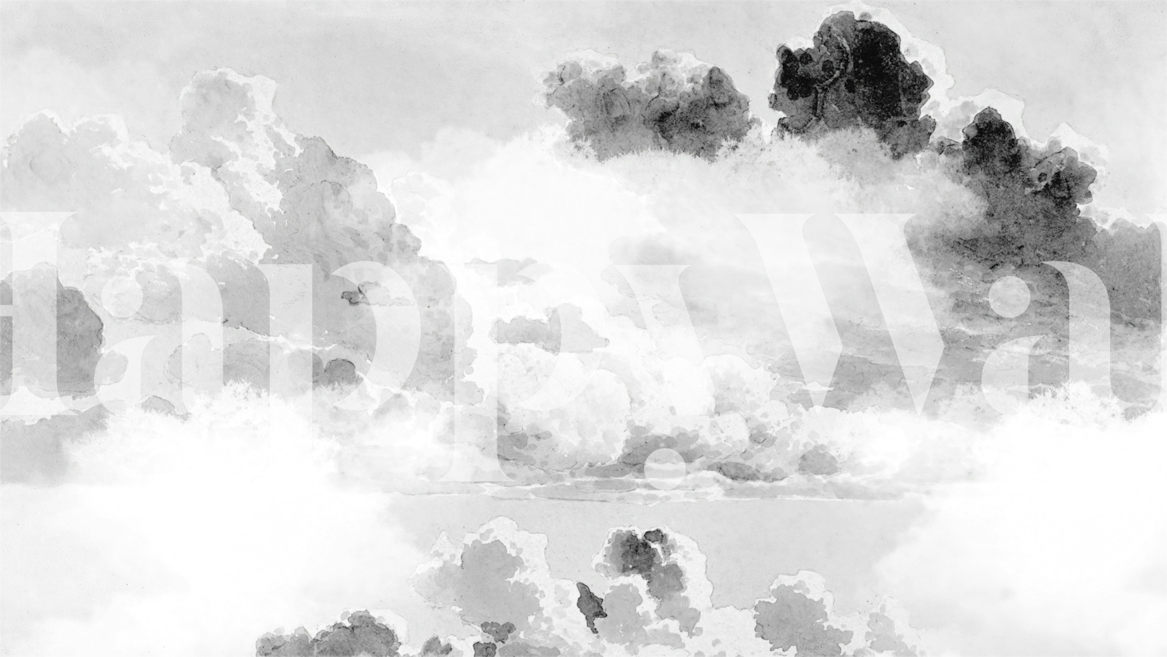 Monochromatyczna fototapeta z akwarelowymi chmurami