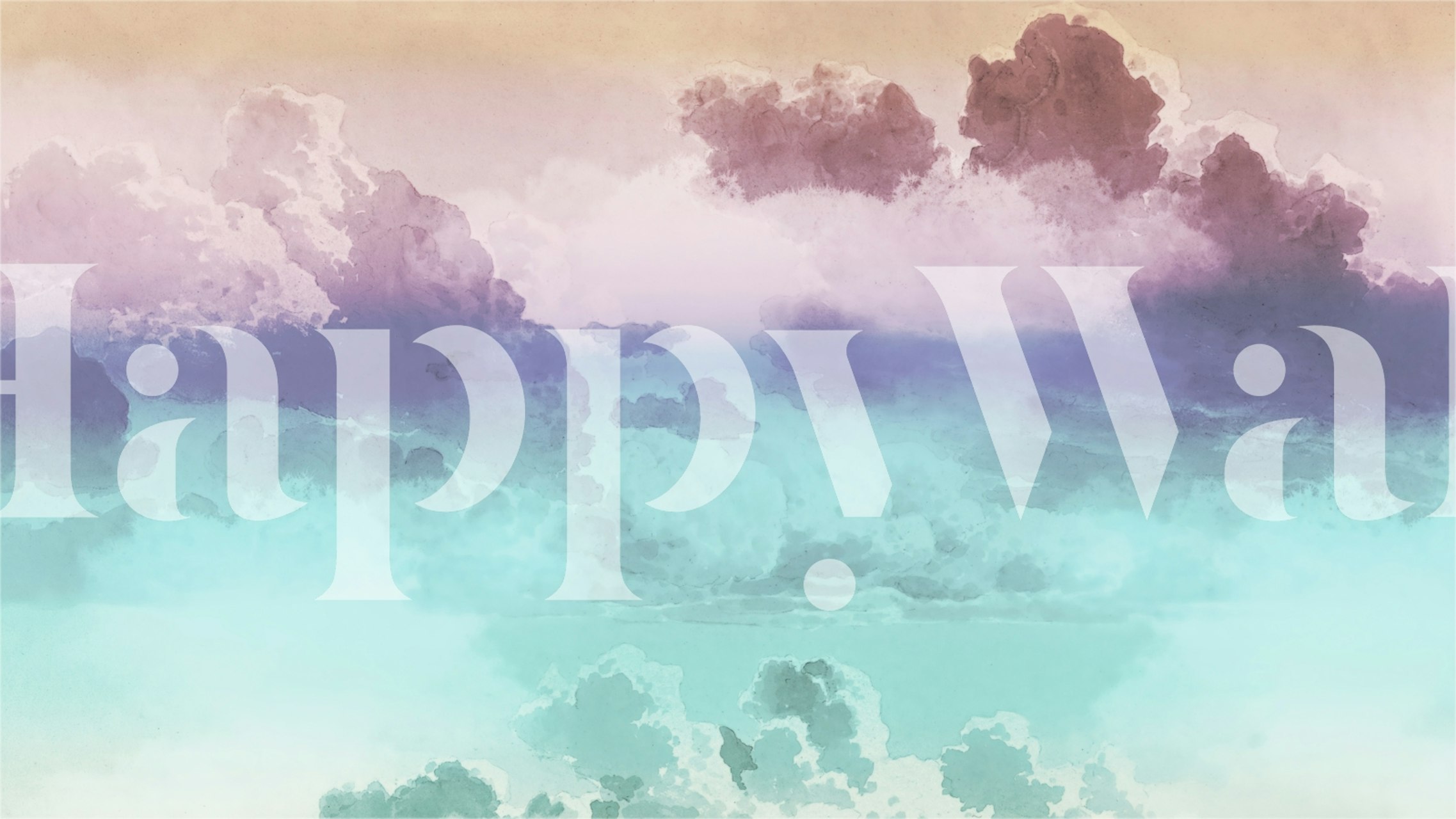 Tapeta Teal Cyan Clouds v místnosti