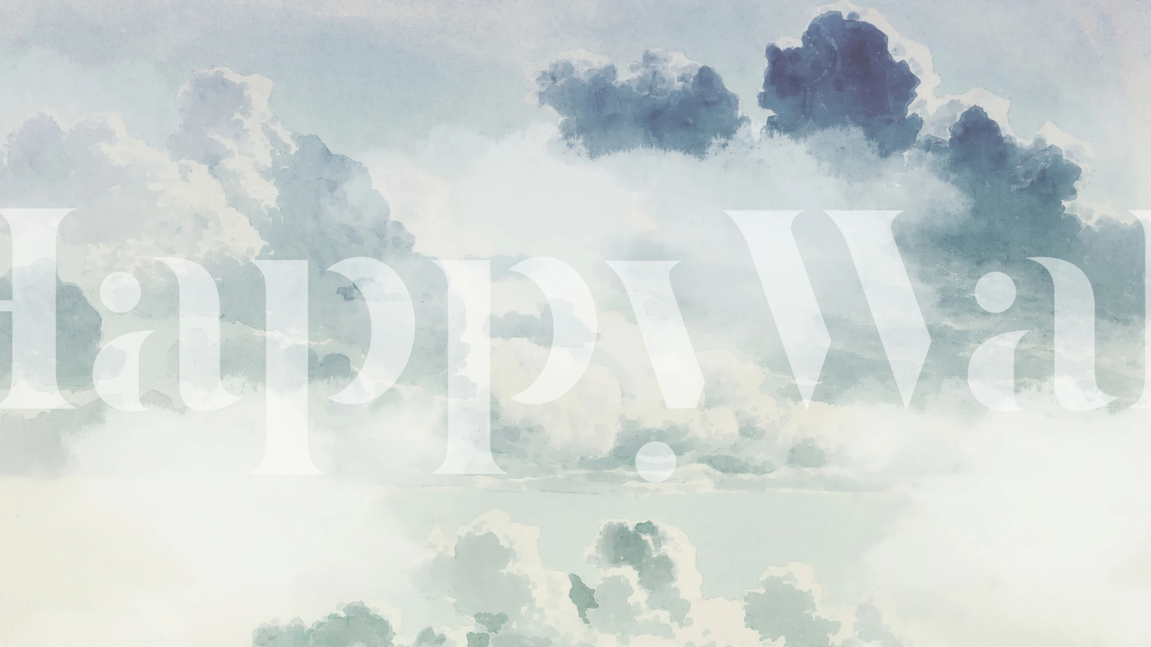 Papel pintado Pastel Teal Clouds en una habitación