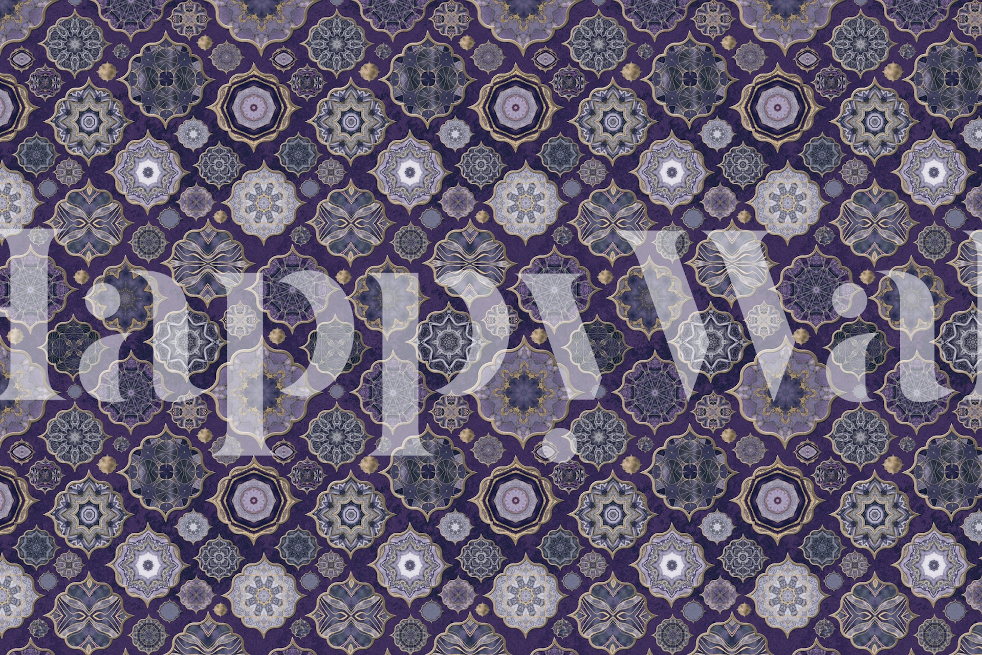 Moroccan Tiles Very Peri wallpaper in a room