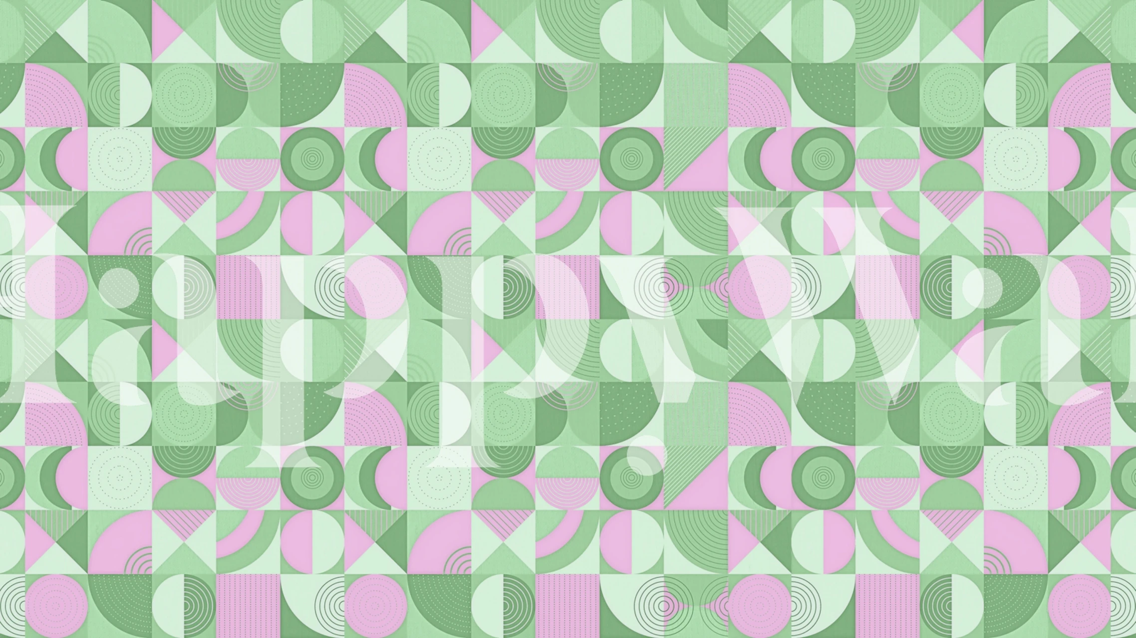 Geometric shapes in pastel green and pink colors wallpaper