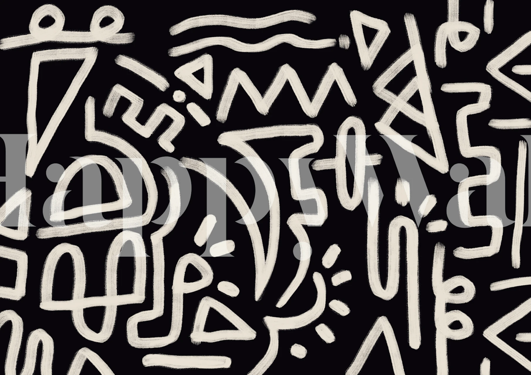 Abstract shapes and lines in black and white style wallpaper