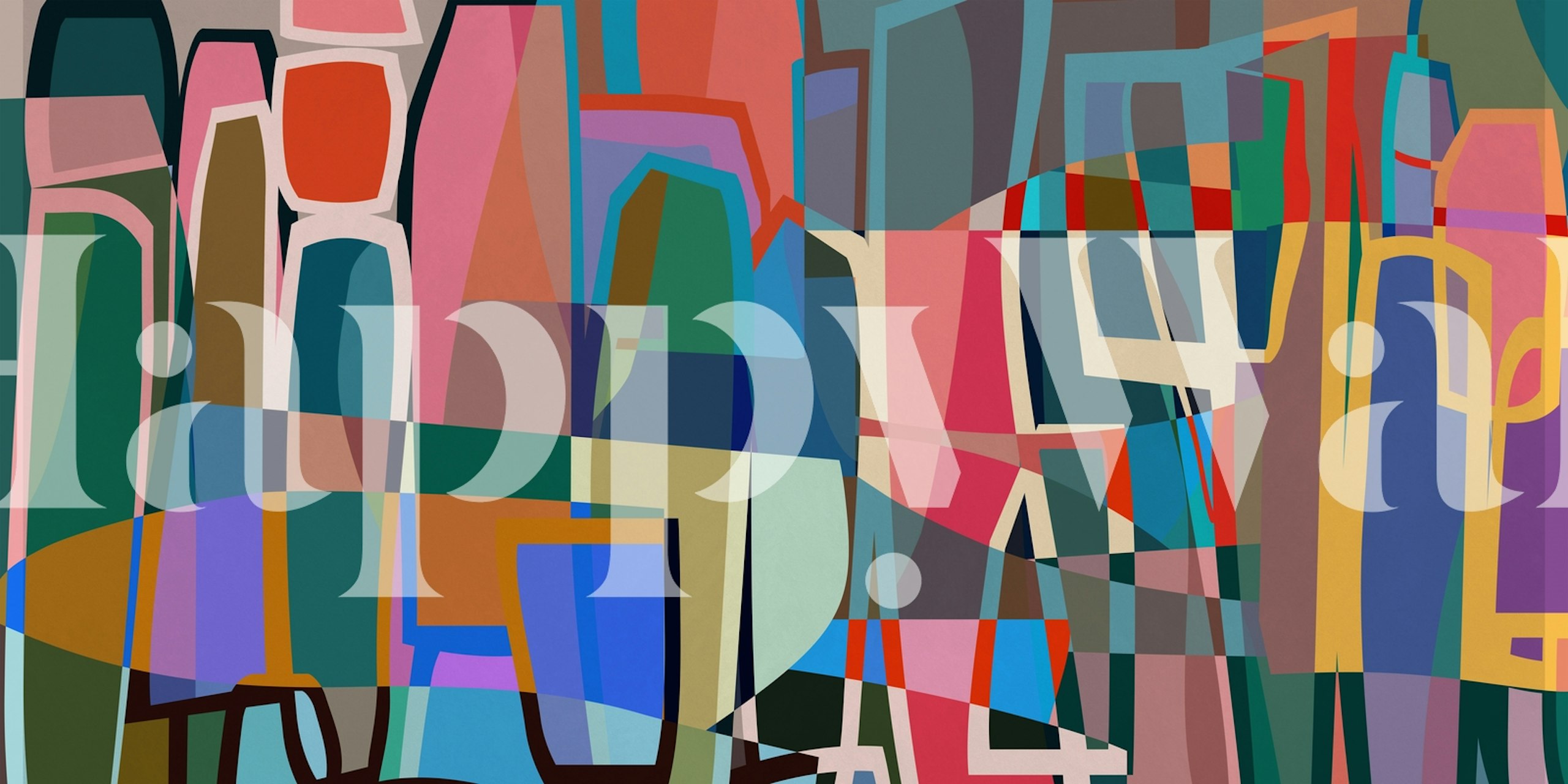 Colored Pieces 10 wallpaper displayed in a room