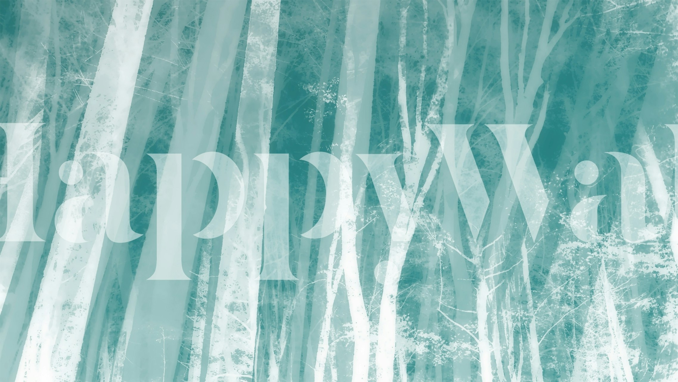 Soft Teal Cyan Forest behang in een kamer