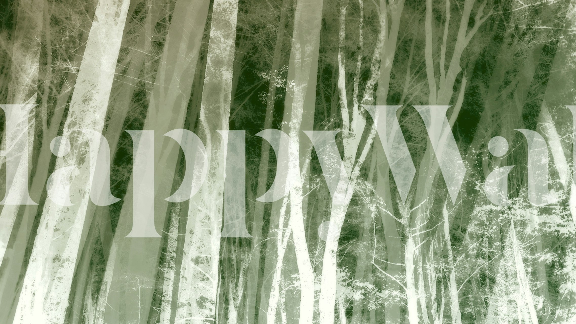 Soft Dark Green Forest behang in een kamer