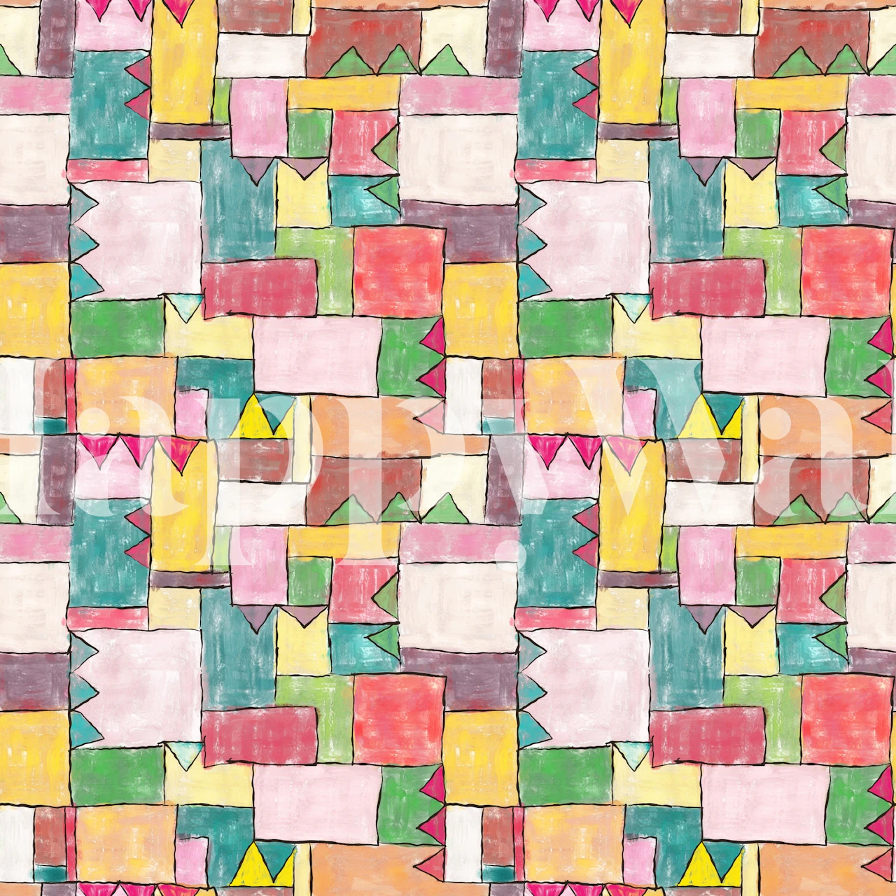 Papel de parede Colorful abstract exibido em uma sala