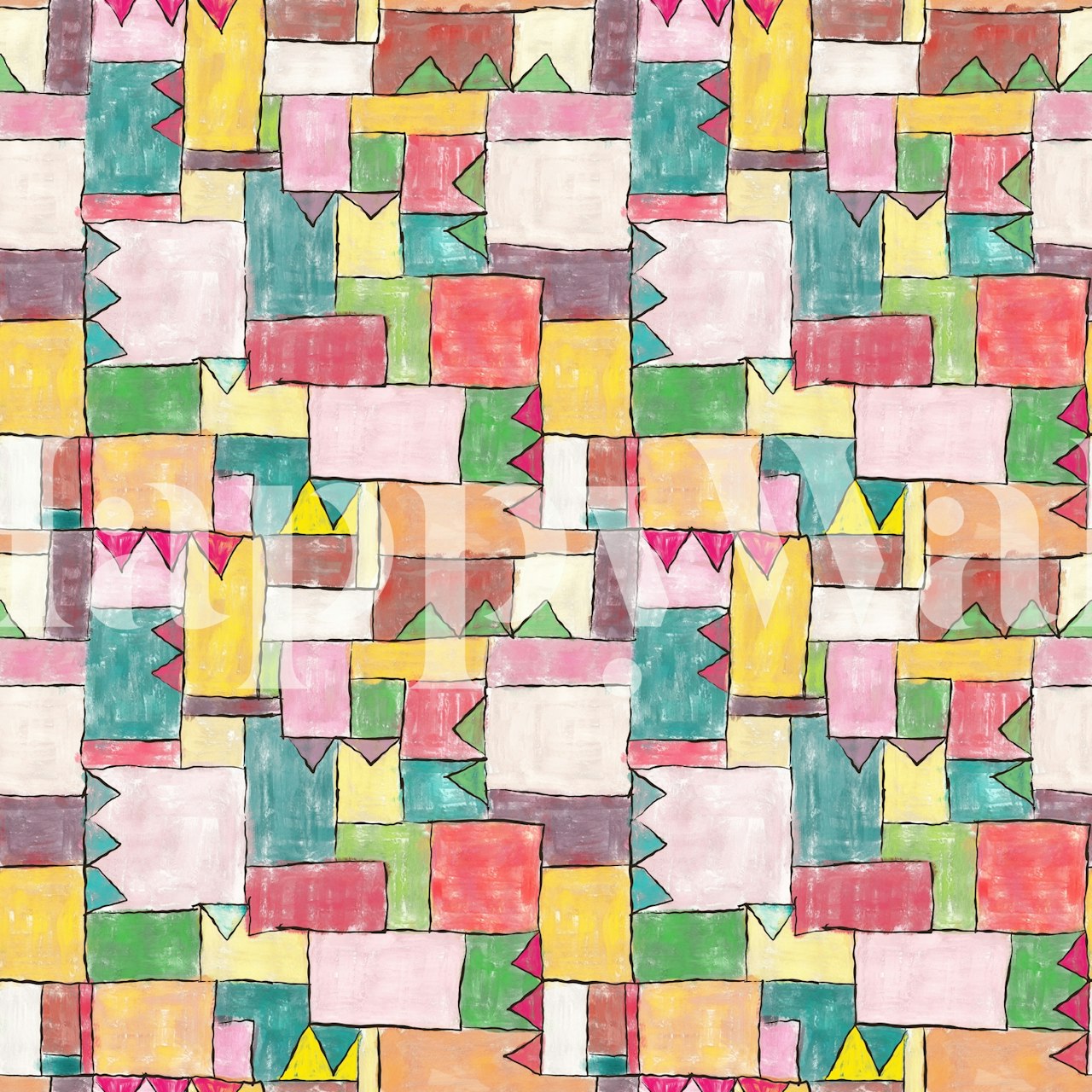 Colorful abstract tapet visad i ett rum