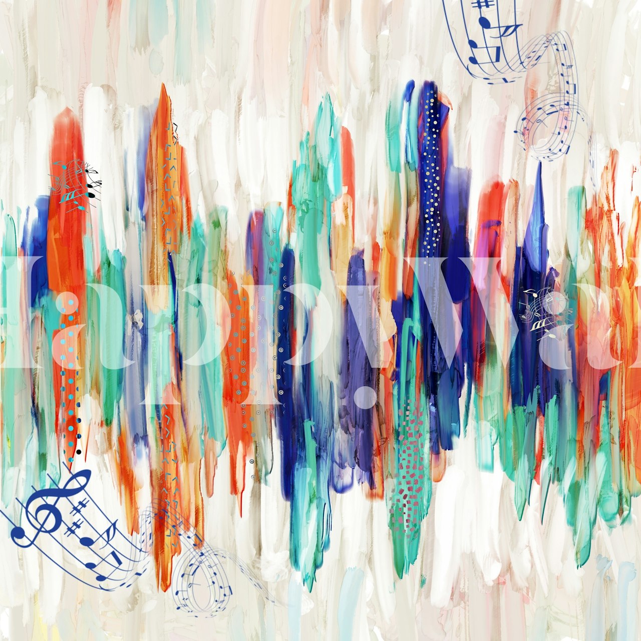 Tapeta Colorful Music w pokoju