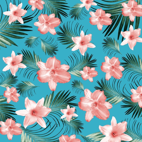 Tropical Flowers Palm Leaves 8