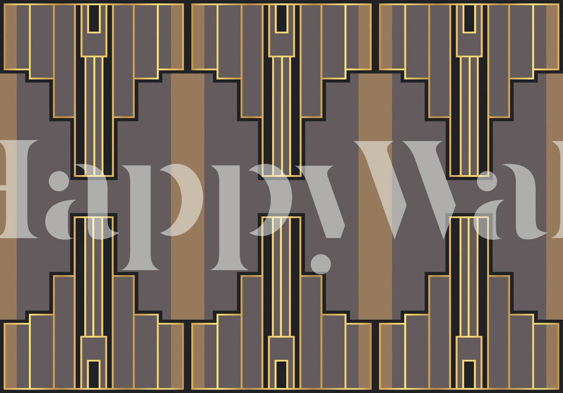 Art Deco Abstract Tapete in einem Raumset