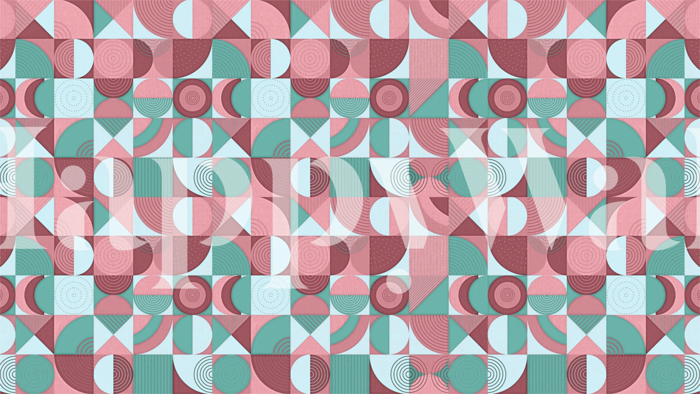 Pink and teal geometric shapes wallpaper