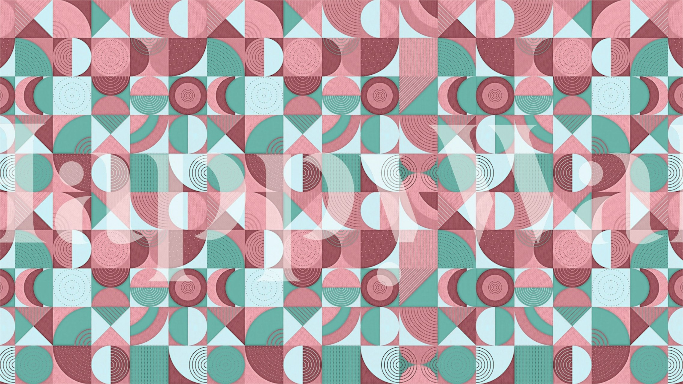 Pink and teal geometric shapes wallpaper