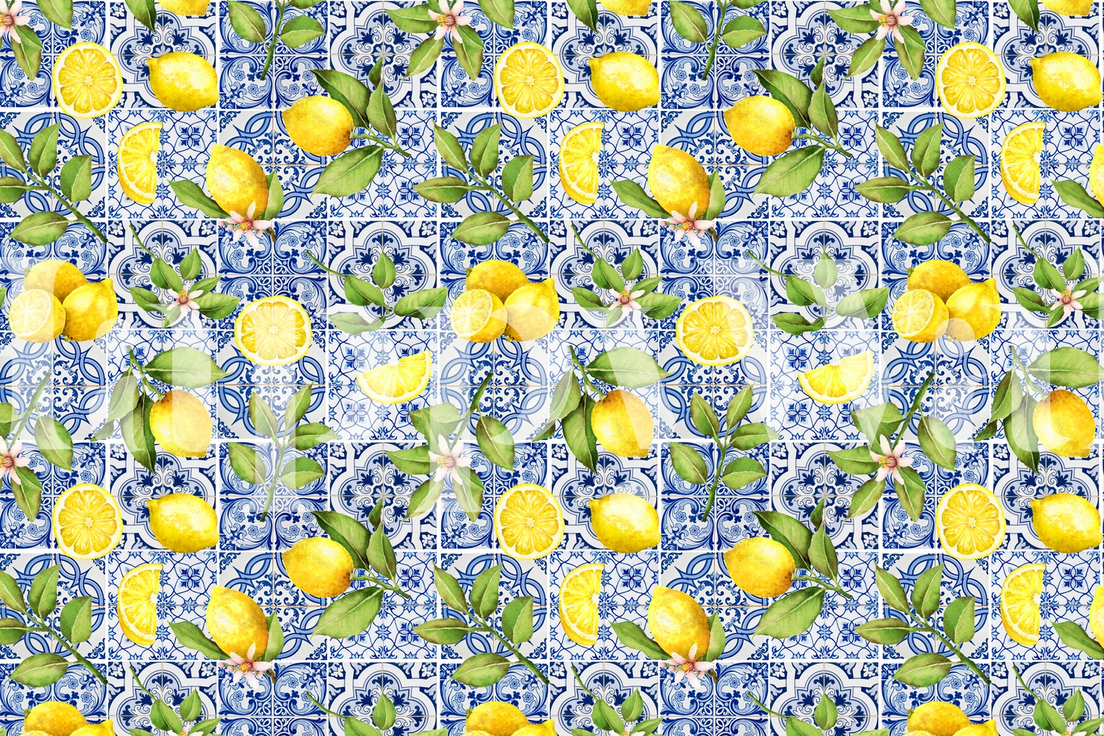 Mediterranean Summer Tiles Wallpaper | Happywall