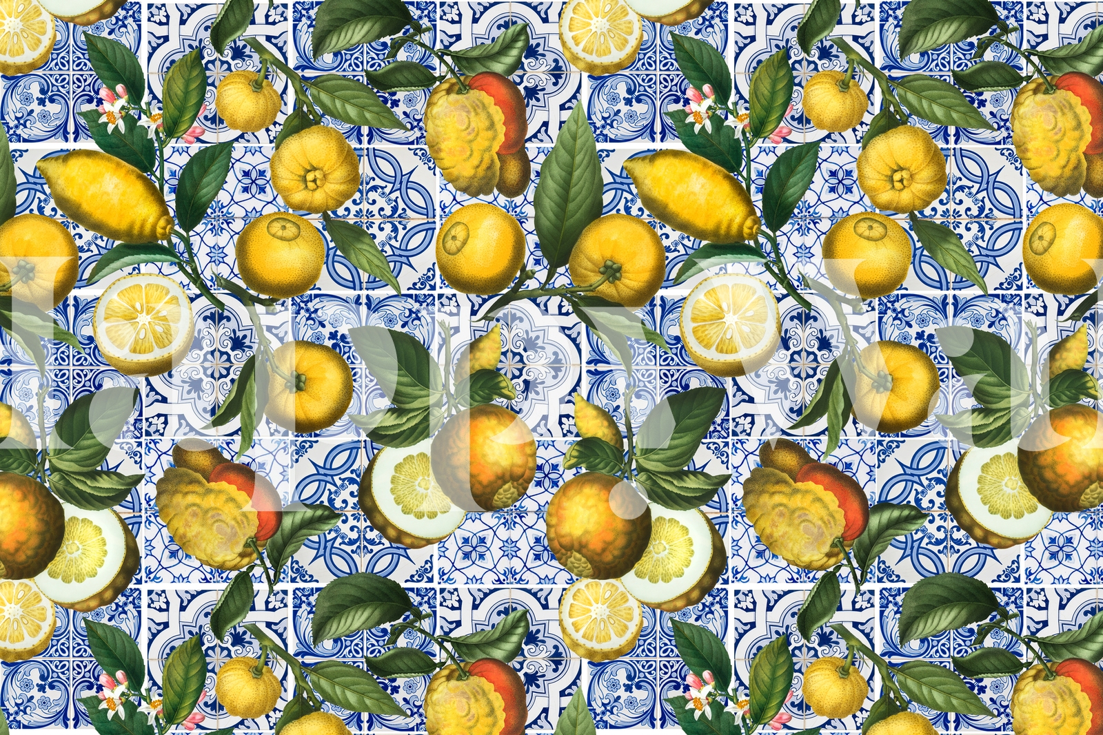 Buy Mediterranean Lemon Tiles wallpaper - Free shipping