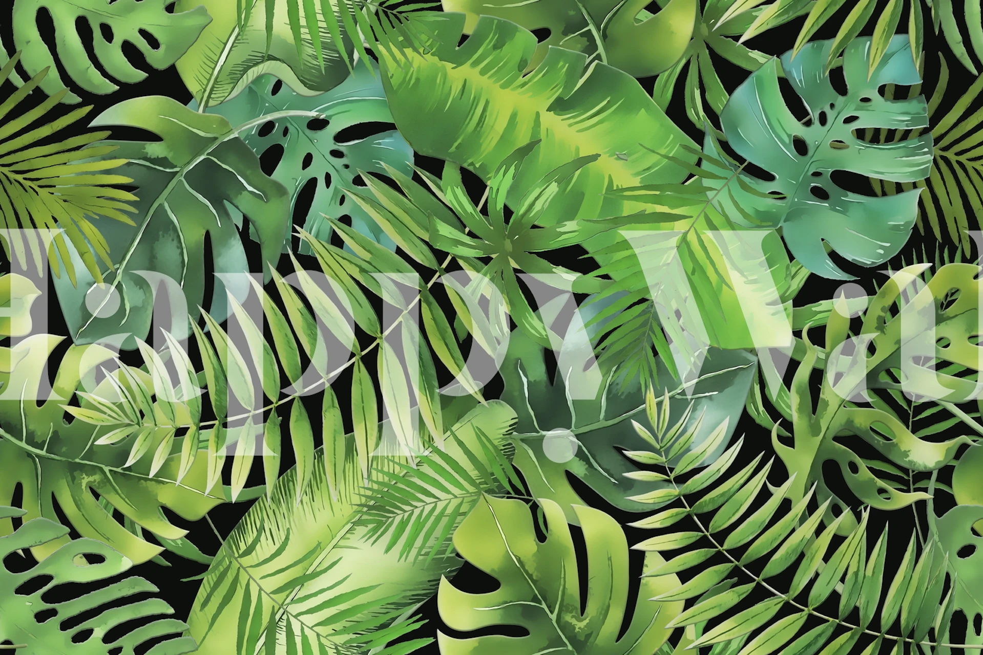 Lush green jungle wallpaper in a room