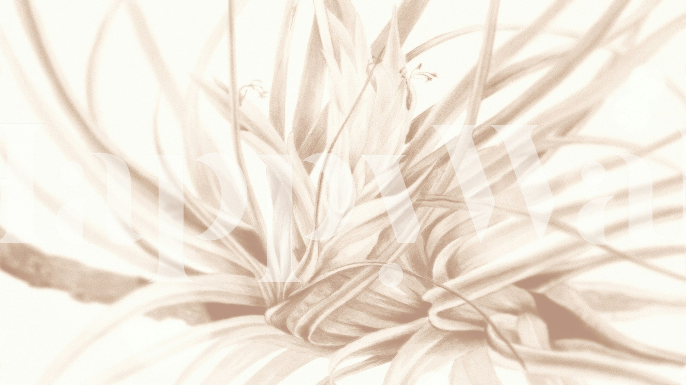 Elegante bloemenmuurschildering in zachte neutrale tinten voor een rustige thuisomgeving