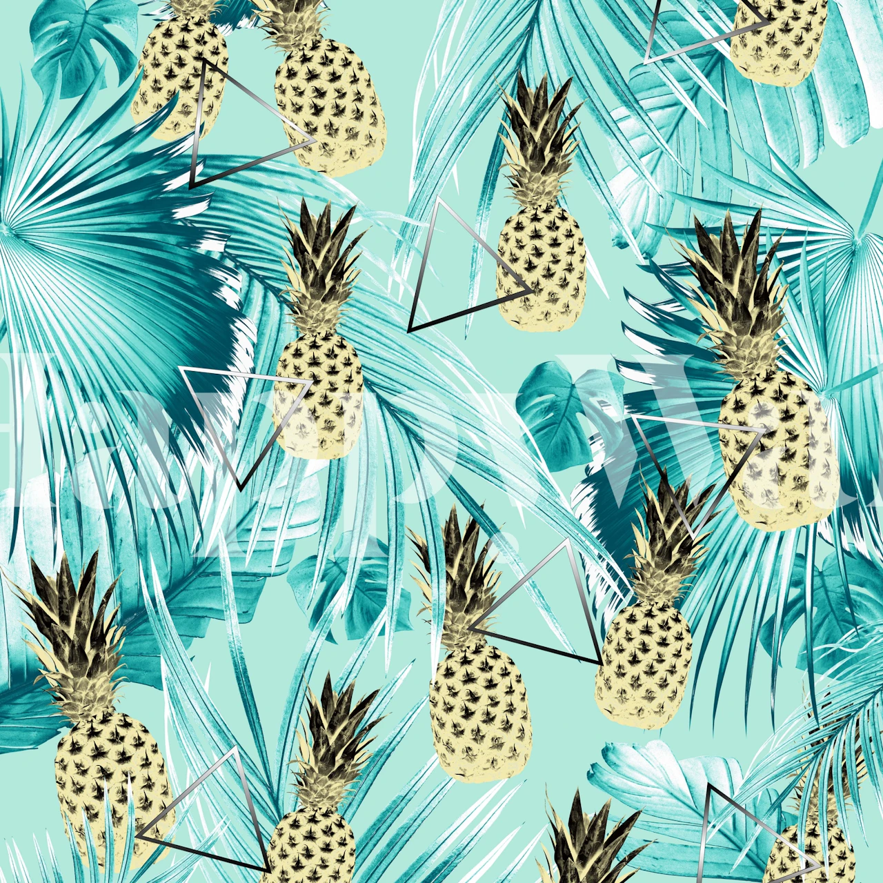 Tropical Pineapple Jungle 3 wallpaper design