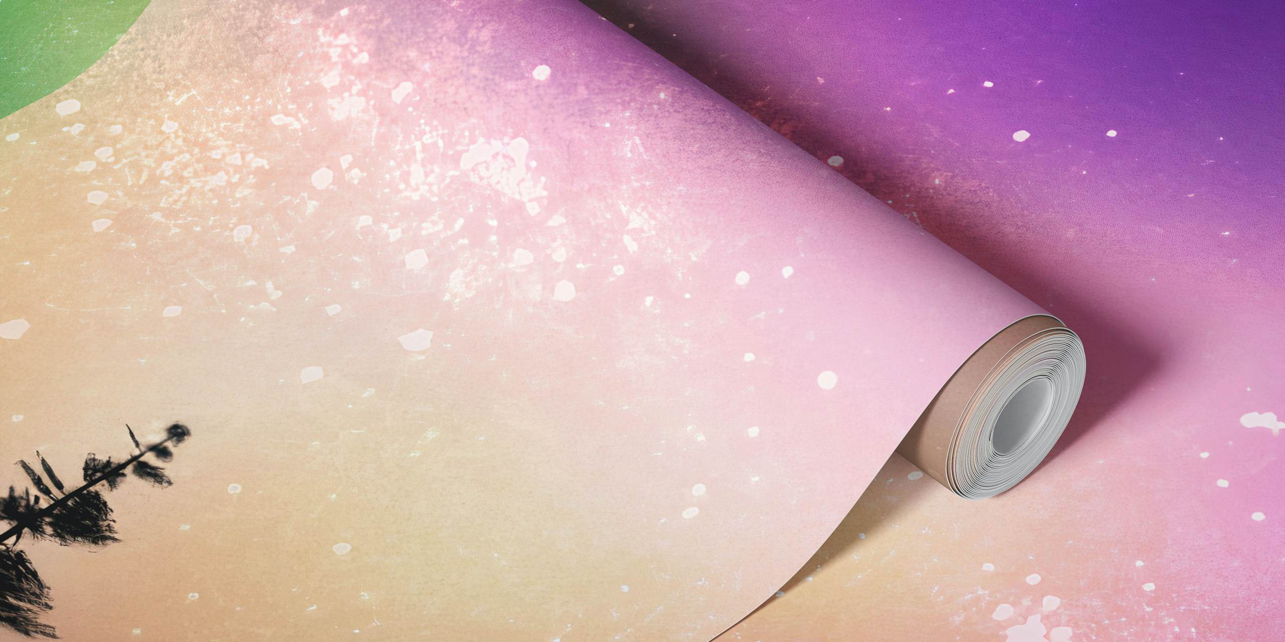 Northern lights aurora over black silhouette of pine trees wallpaper