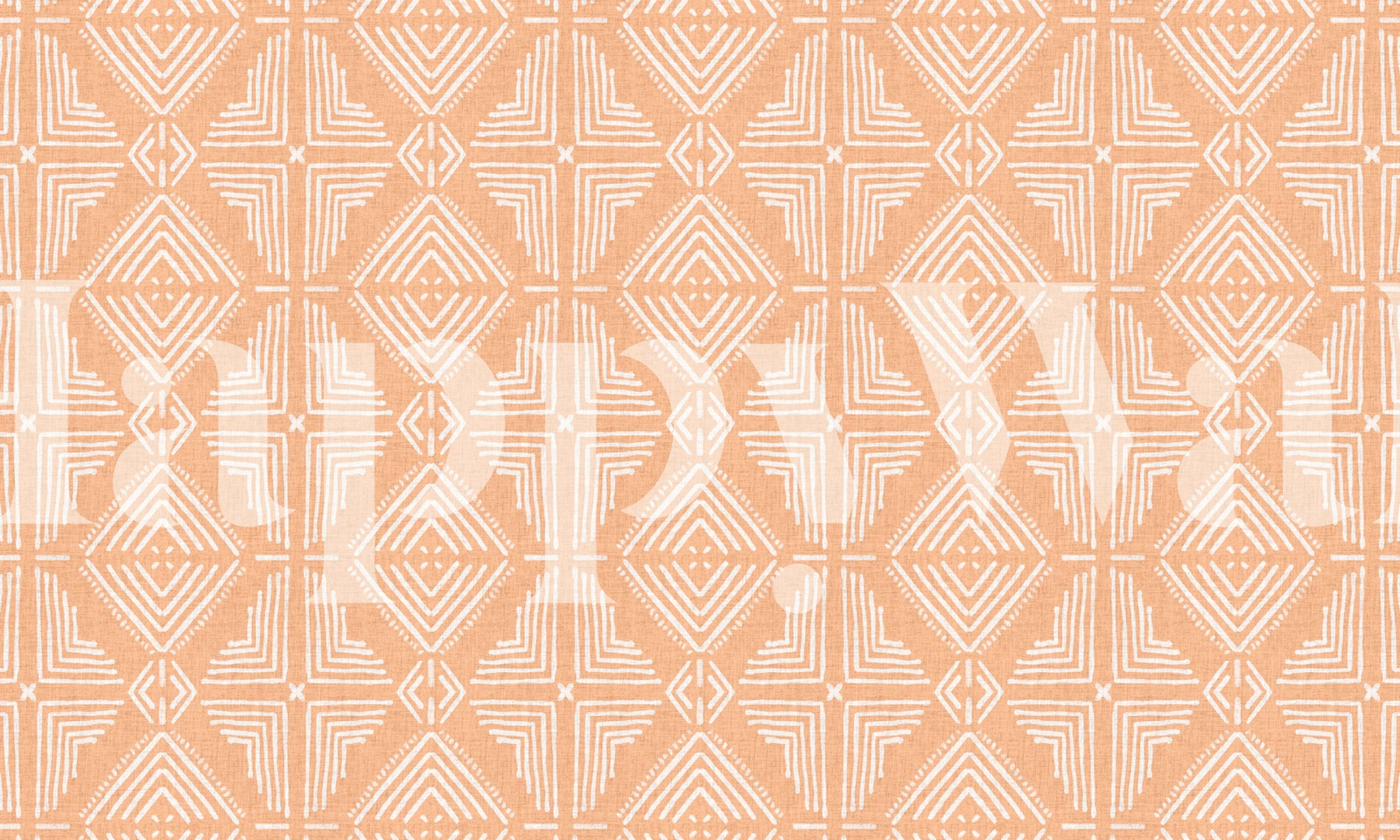 Geometric diamond pattern in peach and white wallpaper