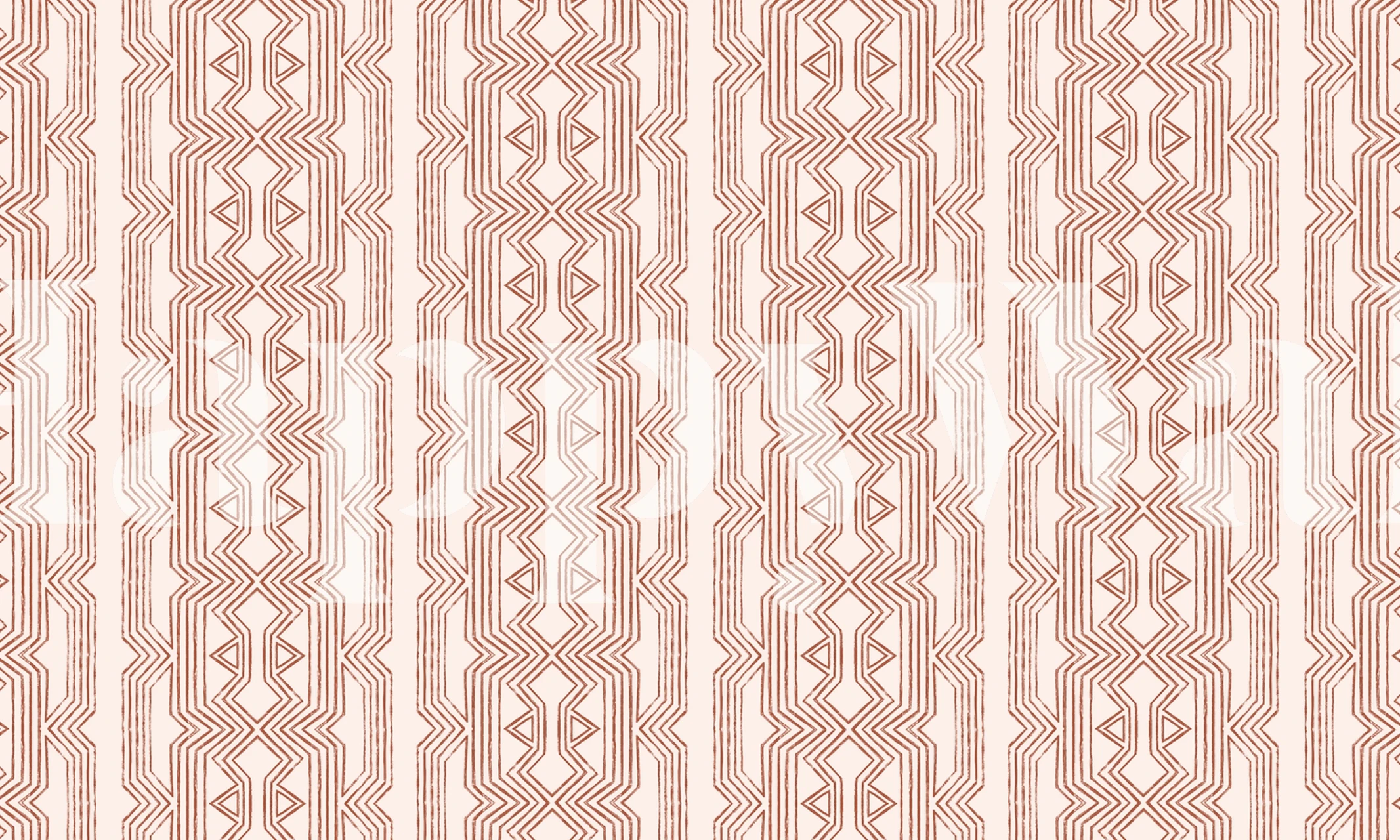 Geometric terracotta patterned wallpaper with linear designs