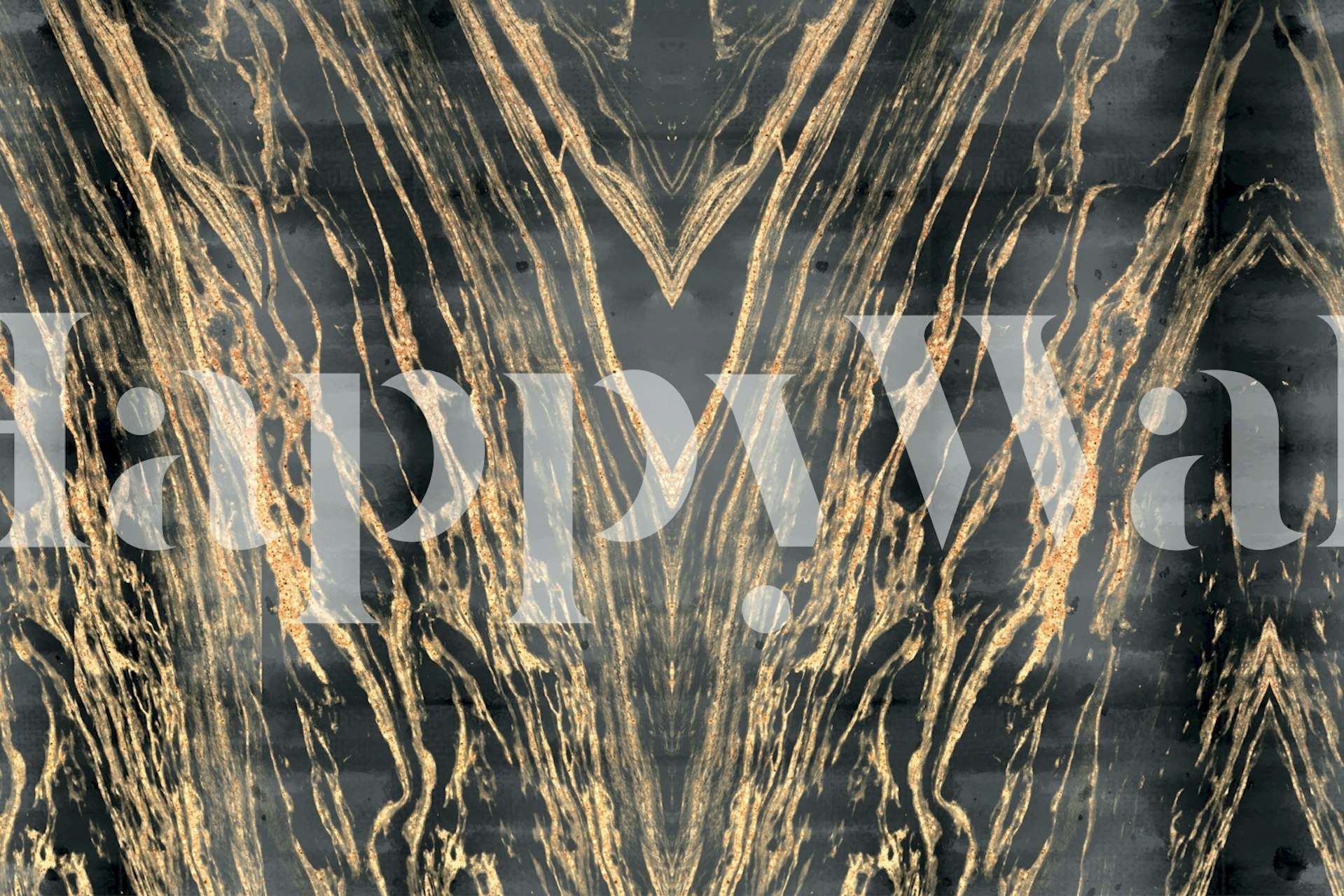 Black and gold marble effect wallpaper creating a sleek and elegant design.