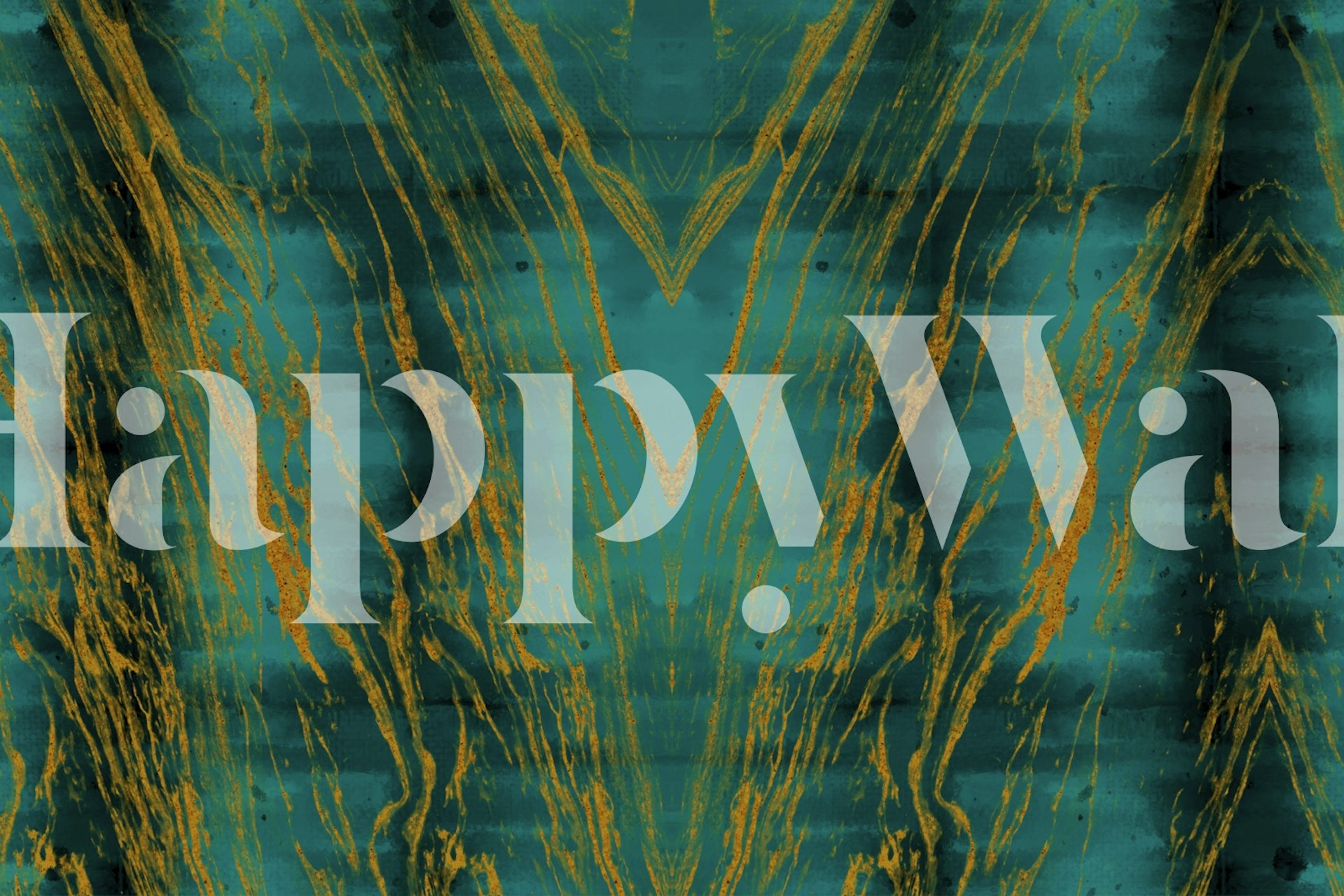 Teal Art Deco wallpaper displayed in a room