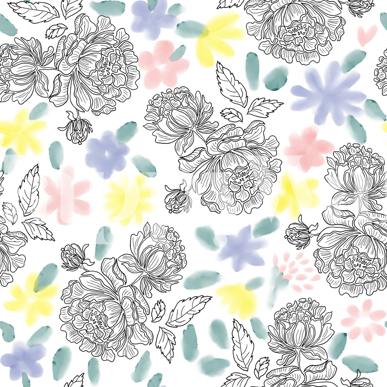 Bloemrijke behangontwerp in een kamer