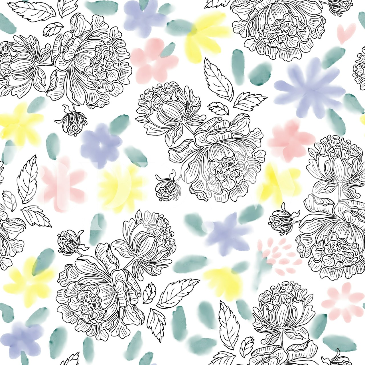 Floral wallpaper design in a room