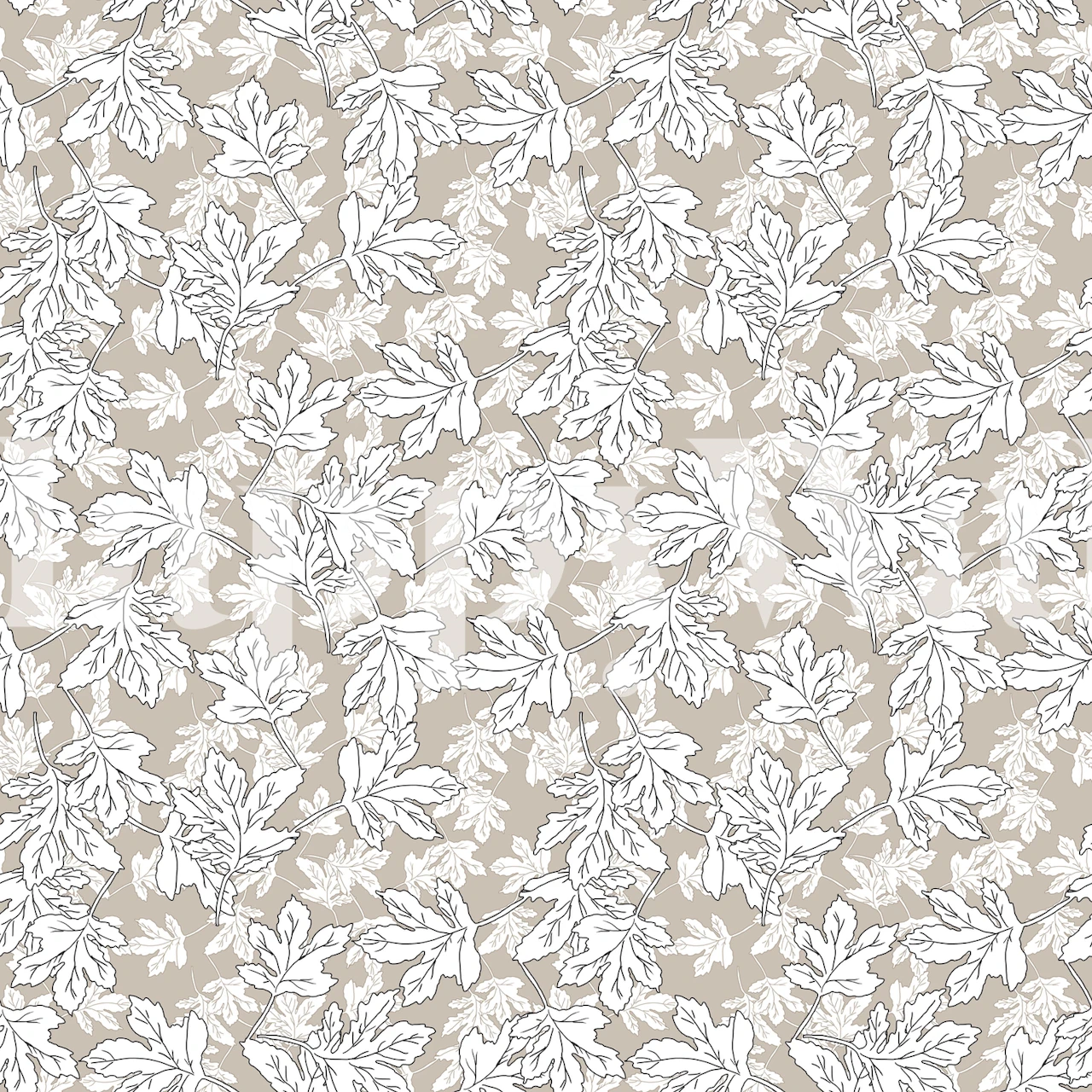 Papel tapiz White Leaves en una habitación