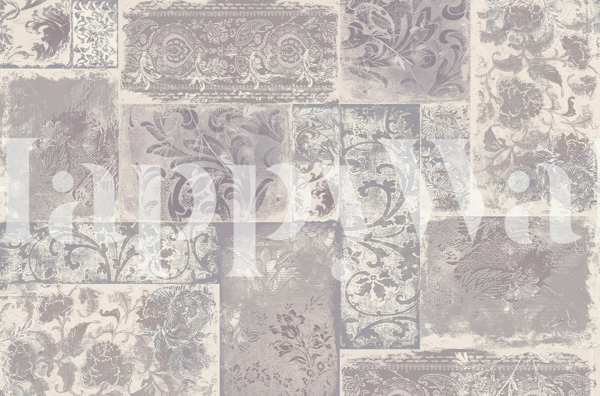 Carta da parati Bohemian Patchwork mauve pink in una stanza