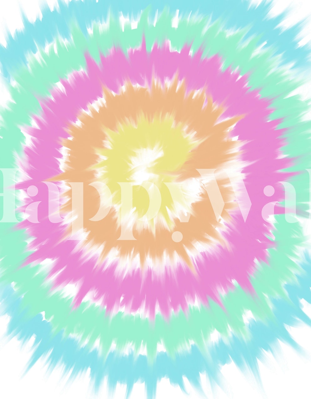 Pastel tie dye wallpaper in a room