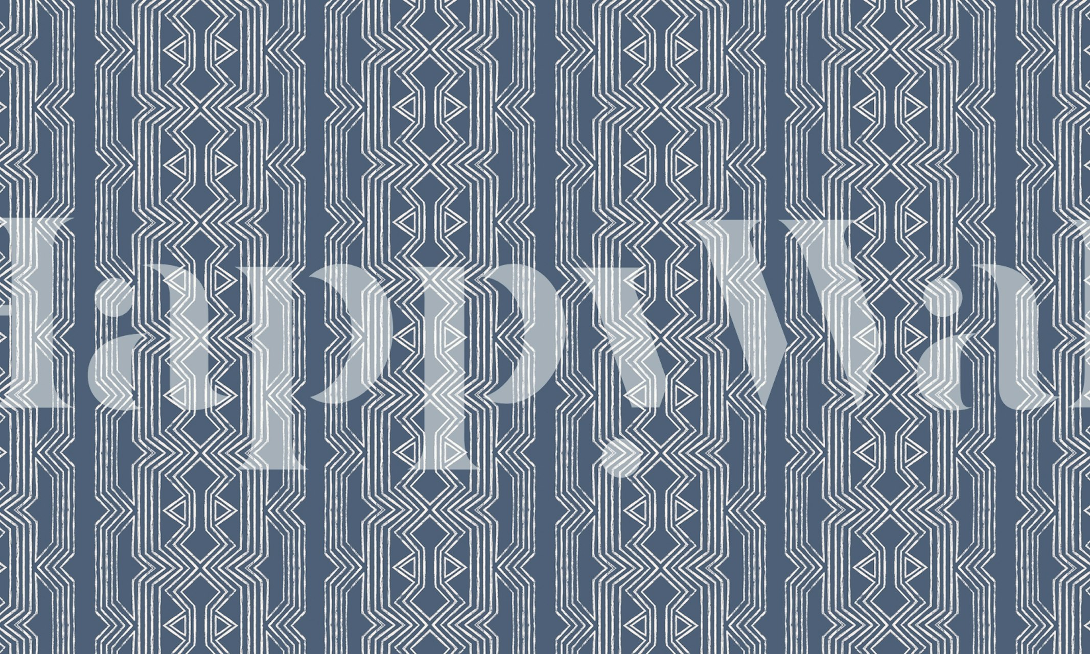 Geometric navy blue and white patterns wallpaper