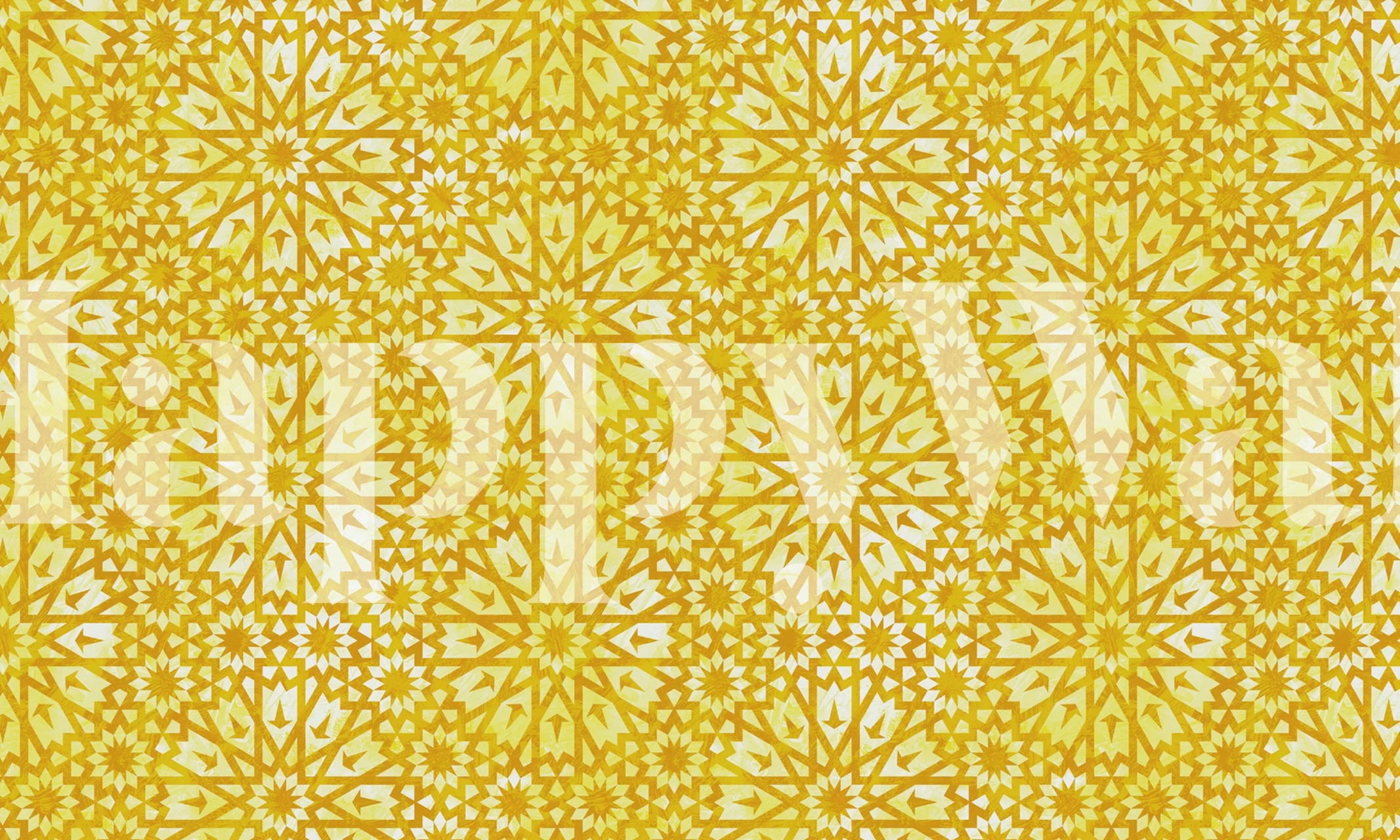 Gelbes marokkanisches Fliesenmuster-Wandbild von Happywall