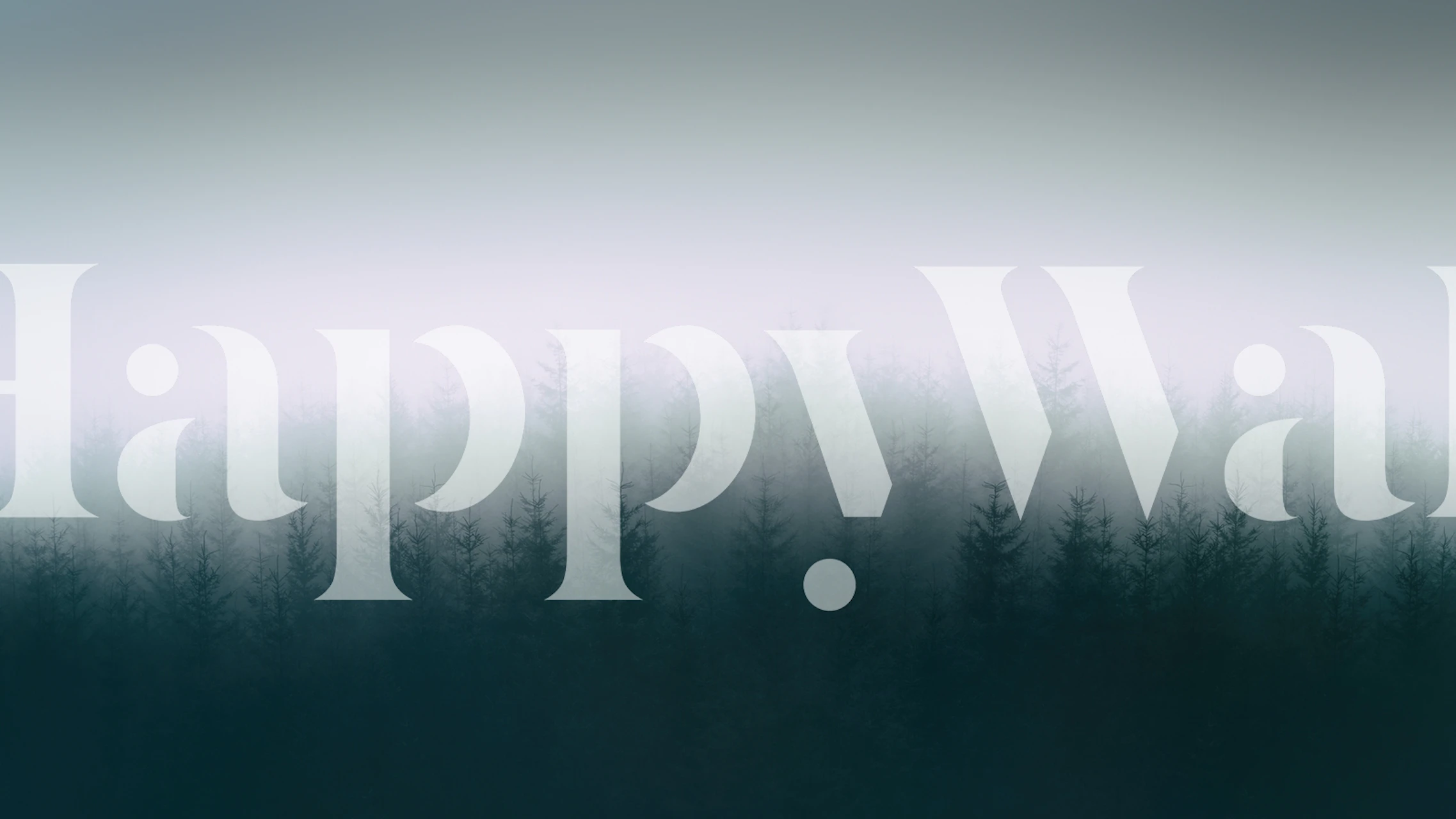 Foggy forest silhouette with gray and green tones wallpaper