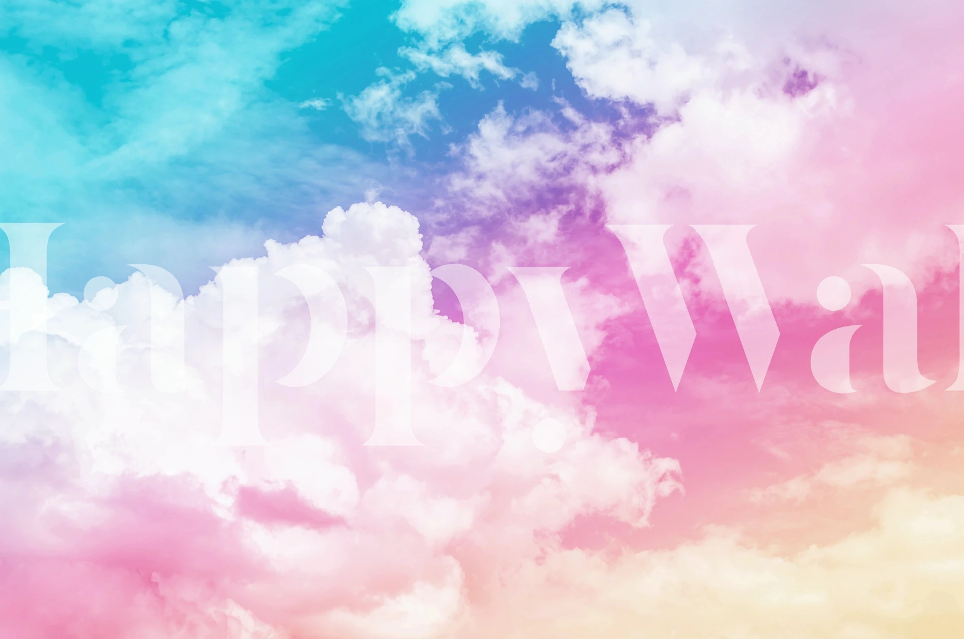 Pastel cloud wallpaper featuring pink, blue, and white fluffy clouds