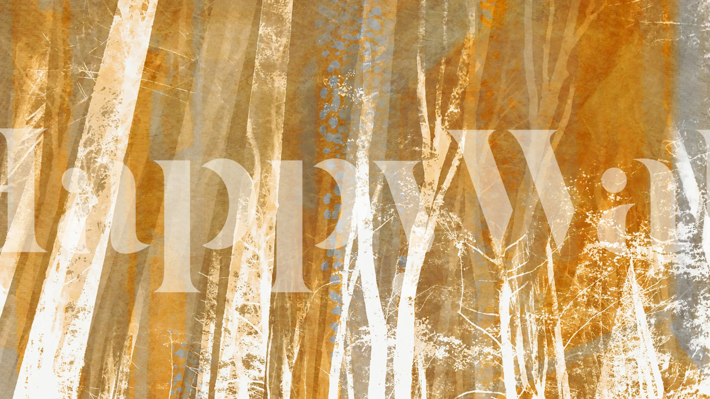 Abstract forest mural in grunge style with earthy tones