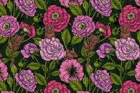 The mice party in pink, red and green carta da parati