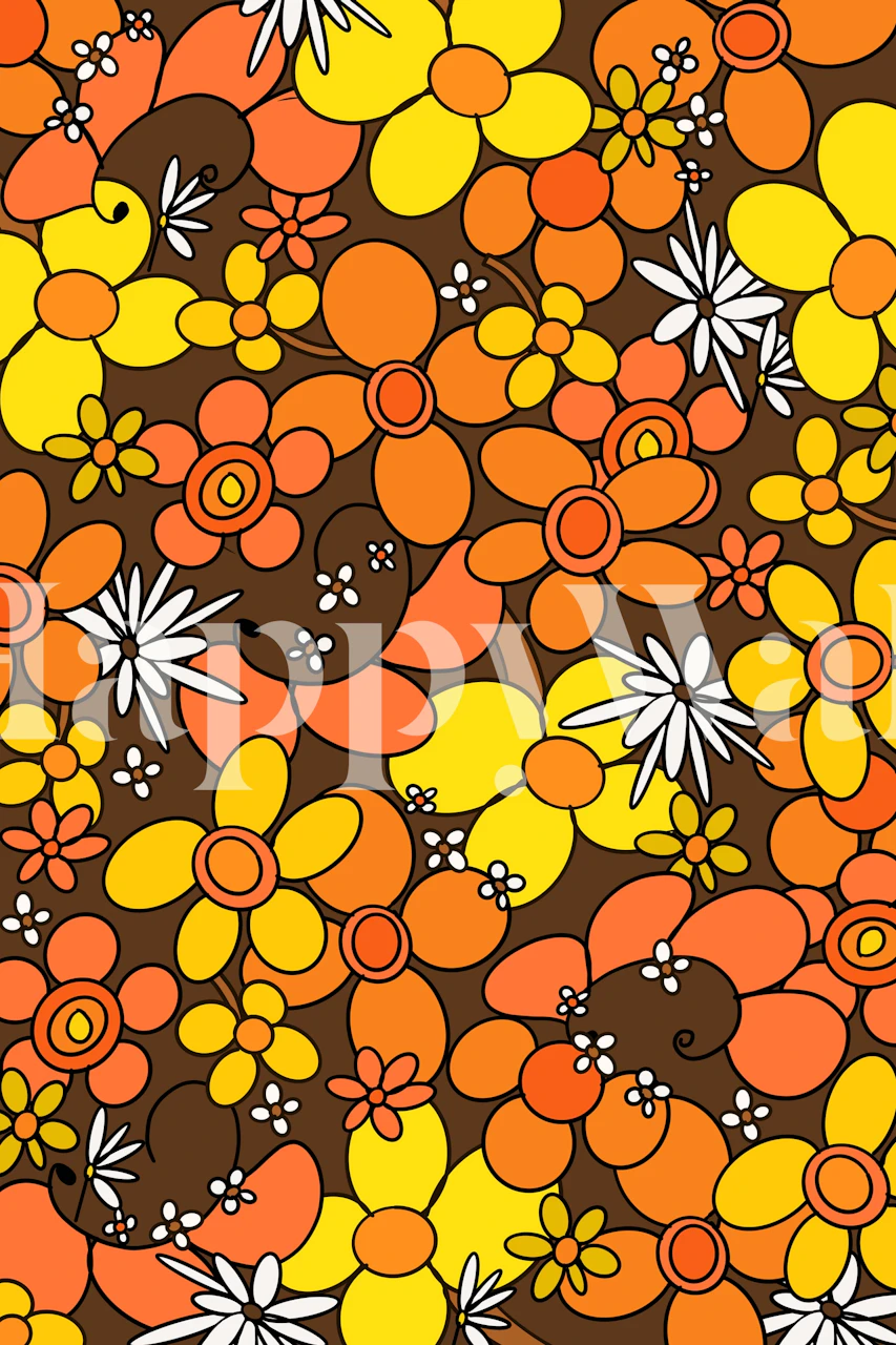 Retro kukkakuosisuunnittelu huoneessa