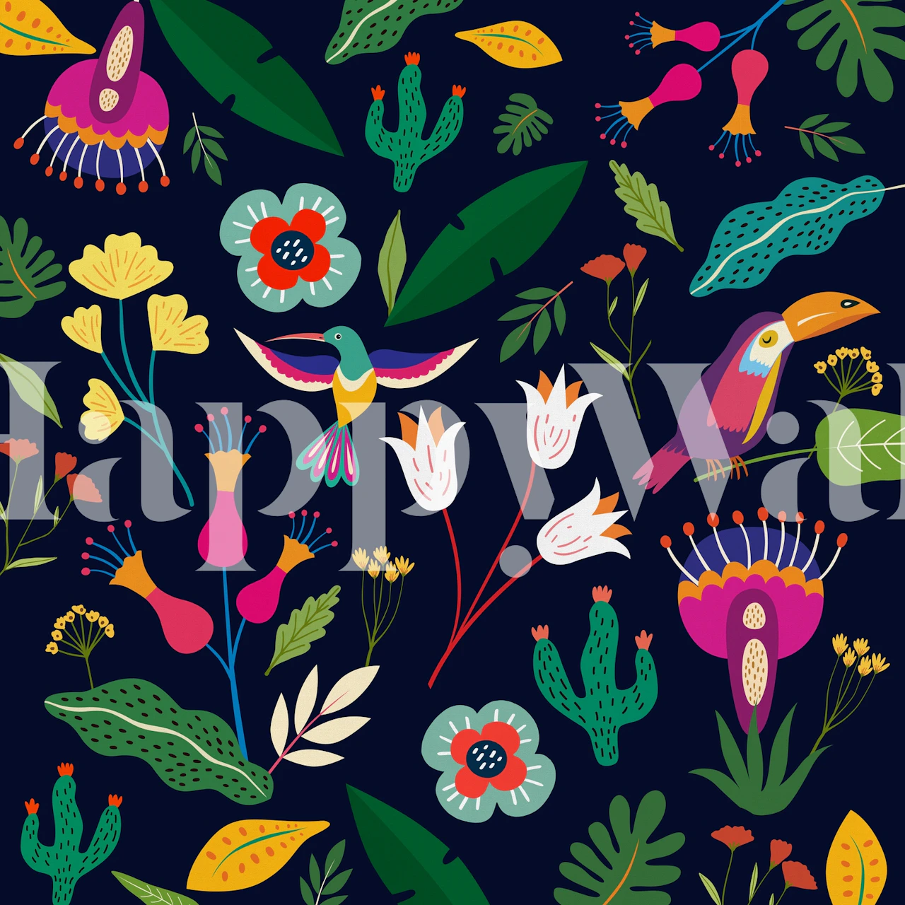 Frida Tropical tapetdesign i et rum