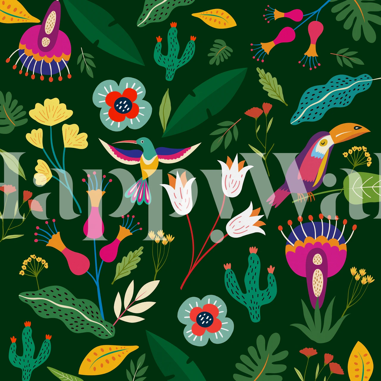 Tapeta Frida Tropical Green u sobi