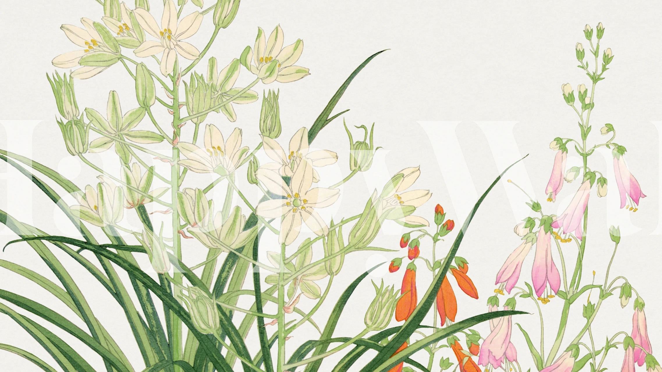 Scandinavian Vintage Floral tapeta w pokoju