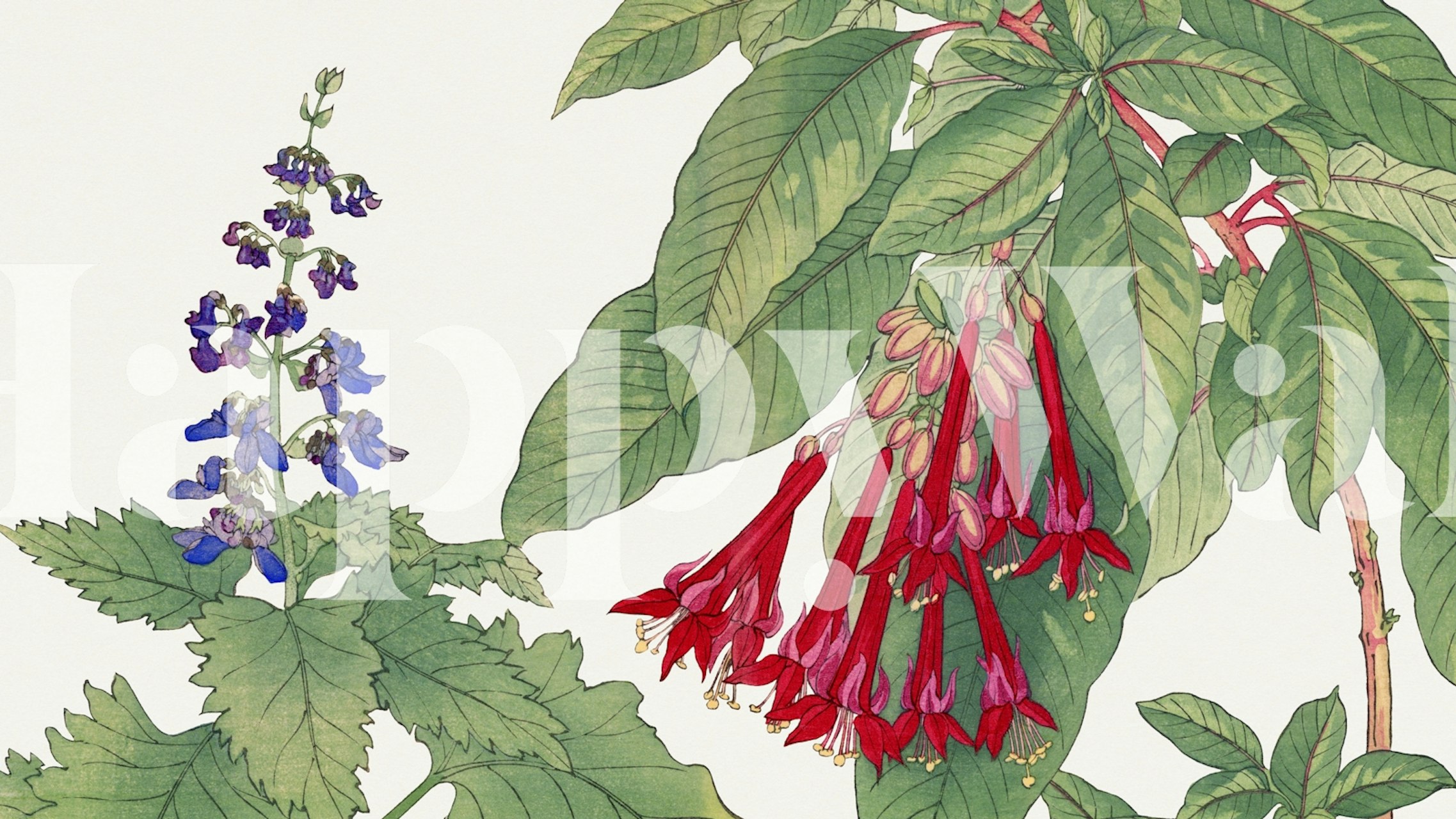 Σχέδιο ταπετσαρίας Antique Garden Floral σε ένα δωμάτιο.