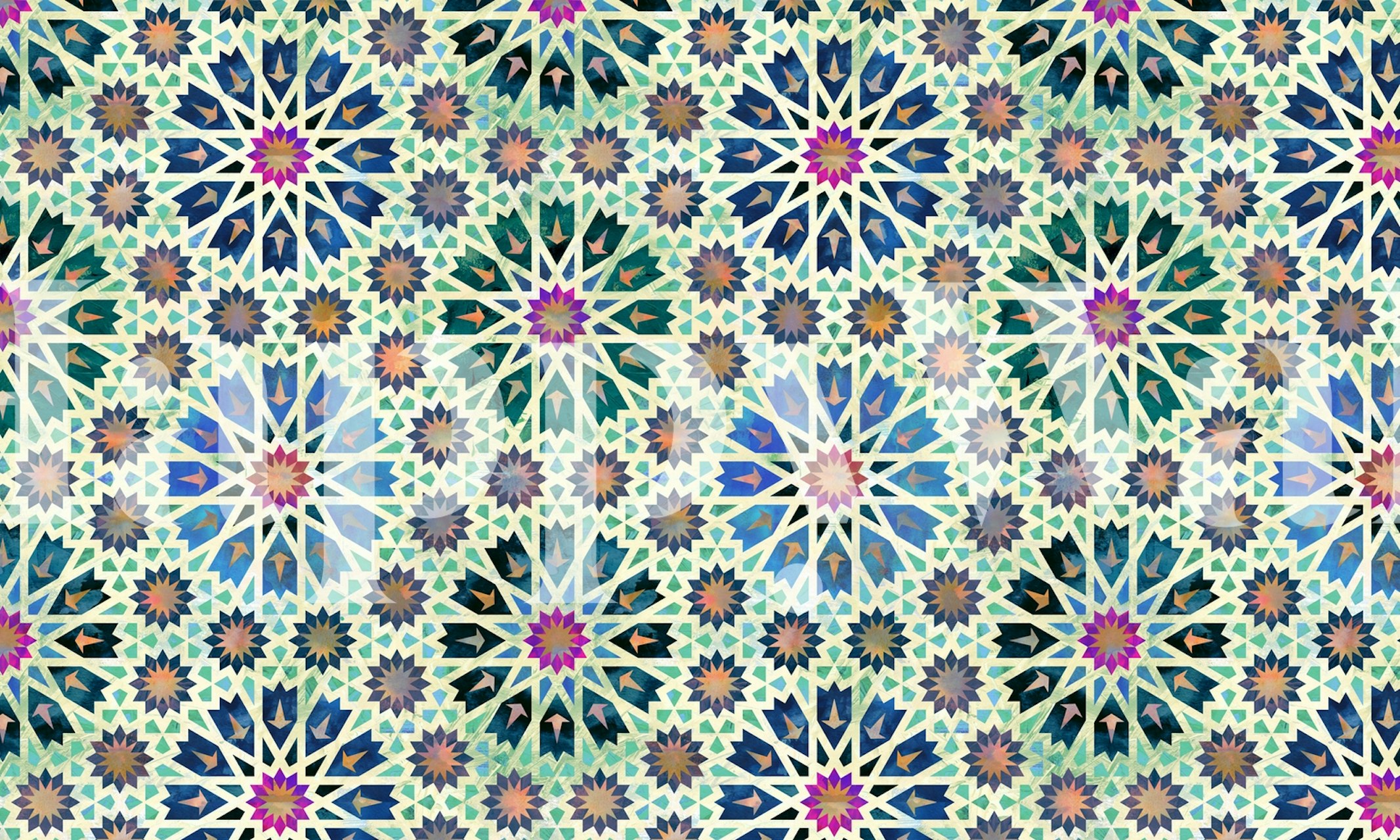 Tangier Tile Multi wallpaper design in a room