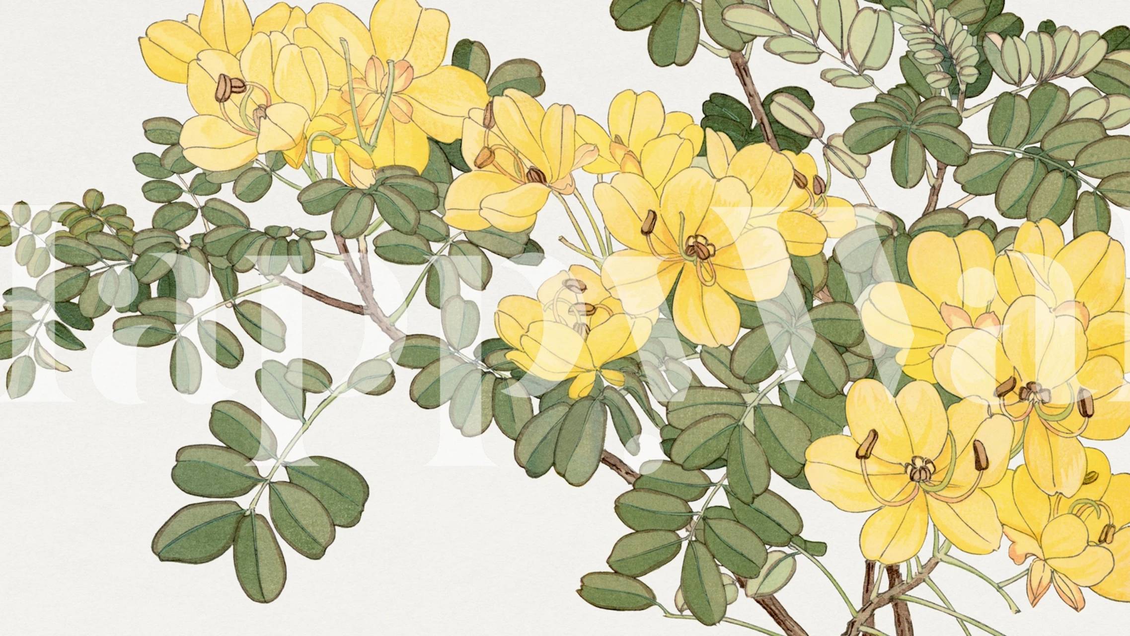 Asia Vintage Floral behang weergegeven in een kamer