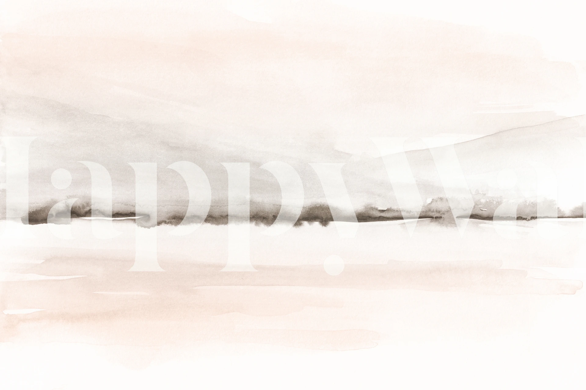 Abstraktní nástěnná malba z měkkých korálů a šedých hor pro poklidnou atmosféru